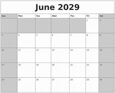 Image result for June 2029 Calendar