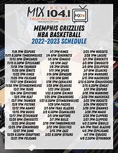 Image result for Grizzlies Schedule Printable