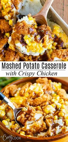 Mashed Potato Casserole with Crispy Chicken | Quick family dinners, Recipes, Easy casserole recipes