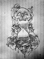 Image result for Hourglass Skull Tattoo Designs