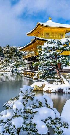 Overseas The beauty of Japan in the snowy landscape is commendable Breath | 美しい風景, 金閣寺, おしゃれな壁紙背景