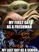 Image result for Freshman vs Senior Year Meme