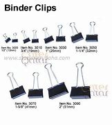 Image result for Binder Clip Sizes with Reference