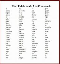 Image result for Palabras De Alta Frecuencia En Espanol