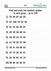 Image result for Colour the Smallest Number Worksheet