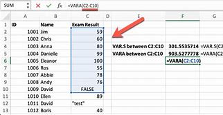 Image result for Variance in Excel