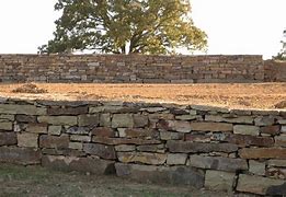 Image result for Stacked Stone Retaining Wall