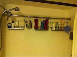 Image result for Shower Curtain Rod Storage