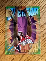 Image result for Allen Iverson Rookie Card Philadelphia 76Ers