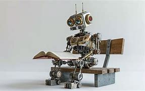 Image result for A Robot Reading a Book Sitting On the Bench