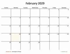 Image result for February 2029 Calendar