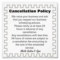 Image result for Cancellation Policy Sign