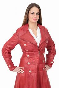 Image result for Full Length Red Leather Jacket