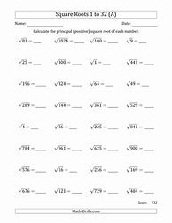 Image result for Perfect Square Roots Worksheet