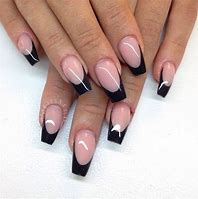 Image result for Coffin Black French Tip Nails