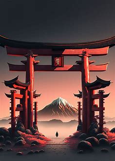 'japanese gate anime' Poster, picture, metal print, paint by Hari Buckner | Displate