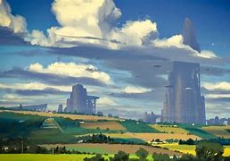 Image result for Sci-Fi Landscape Art City