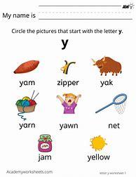 Image result for Learning Letter Y Worksheet