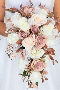 Image result for Gold and White Rose Wedding Bouquet