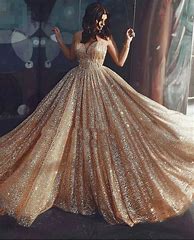 Image result for Gold Ball Gown Prom Dresses