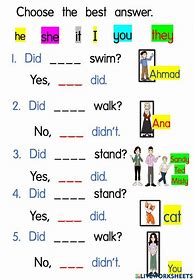 Image result for Did Didn't Worksheet