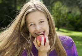 Image result for Girl Eating an Apple