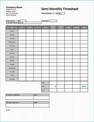 Image result for Semi-Monthly Time Card