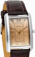 Image result for Square Face Watch Brown Leather Strap