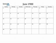 Image result for Vintage June 1980 Calendar