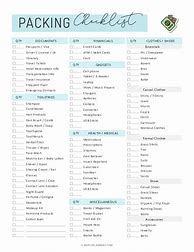 Image result for Printable Weekend Packing List
