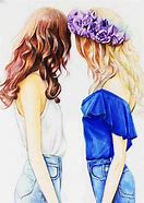 Image result for Brown and Blonde Best Friends Drawing