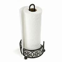 Image result for Sturdy Wood and Black Metal Freestanding Paper Towel Stand