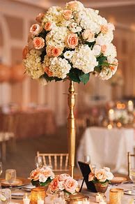 Image result for Peach and Gold Wedding Decorations