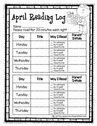 Image result for Kindergarten Monthly Reading Log Printable