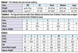 Image result for Infant Toddler Size Chart