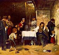 Image result for Painting of Hungarian Family Sitting at Table in a Row