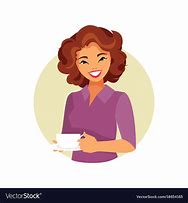 Image result for Cartoon Girl Holding Coffee
