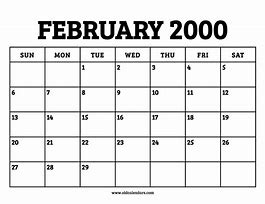 Image result for February 2000 Calendar