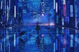Image result for Blue Anime City Wallpaper