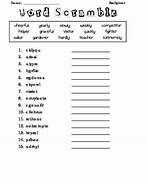Image result for Word Scramble Worksheets for Kids