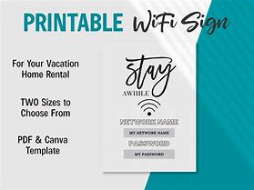 Image result for Wi-Fi Password Sign Printable Free