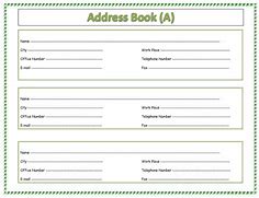 Image result for Address Book Template Word