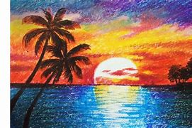 Image result for Oil Pastel Sunset