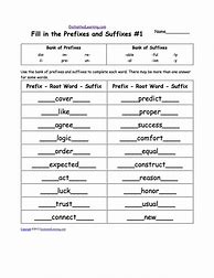 Image result for Prefix/Suffix Worksheet