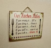 Image result for fun kitchen rules signs