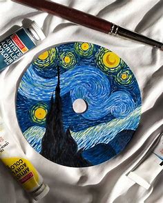 The Starry Night ✨✨ en 2022 | Arte en lienzo de bricolaje, Arte de discos de vinilo, Pinturas pequeñas