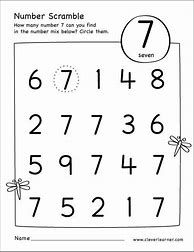 Image result for 7 Worksheet Preschool