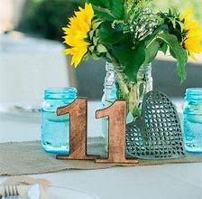 Image result for Wooden Wedding Table Numbers