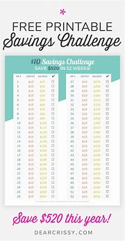 Image result for Printable 31 Day Savings Challenge