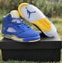 Image result for Jordan Retro 5 Blue and Yellow